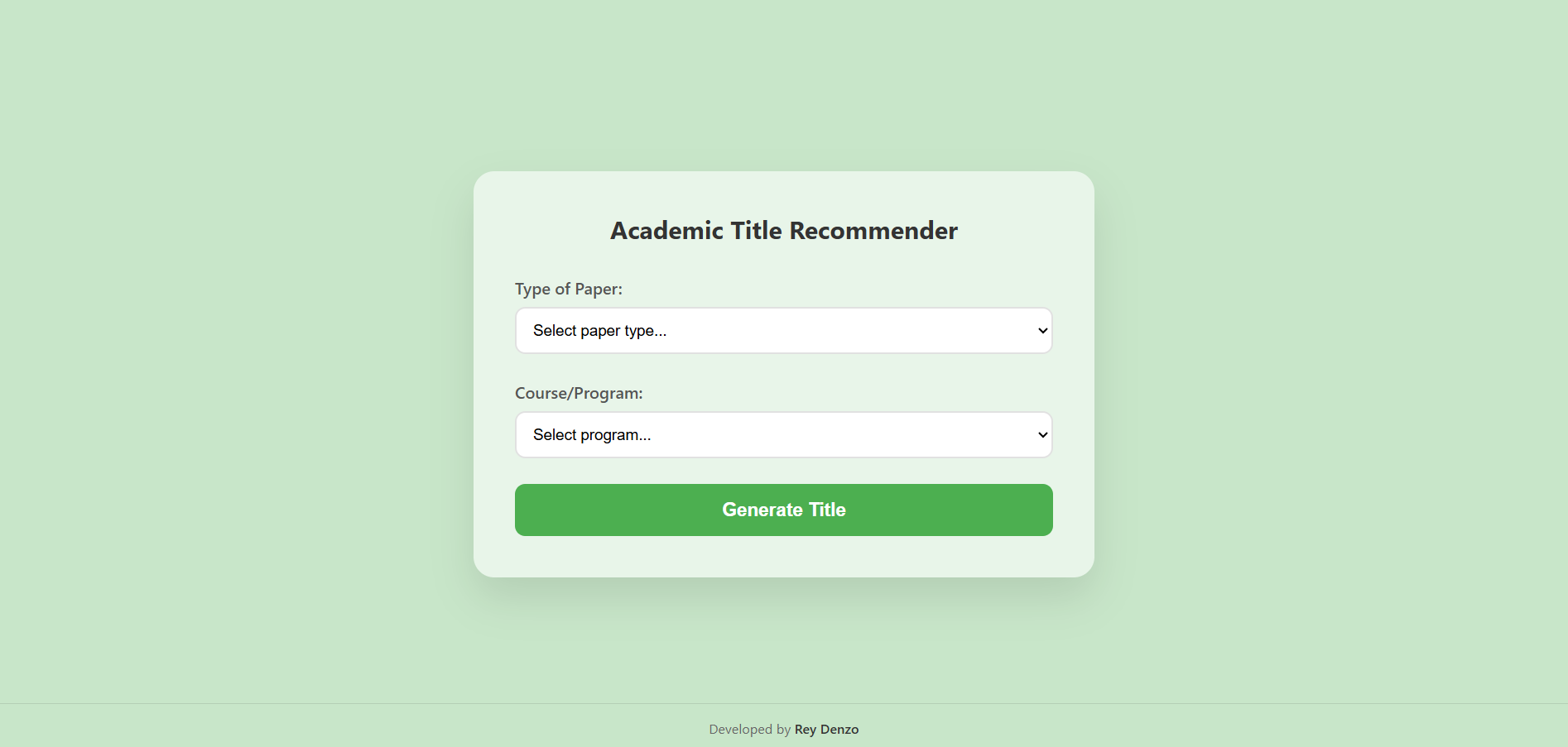 Title Selection Form