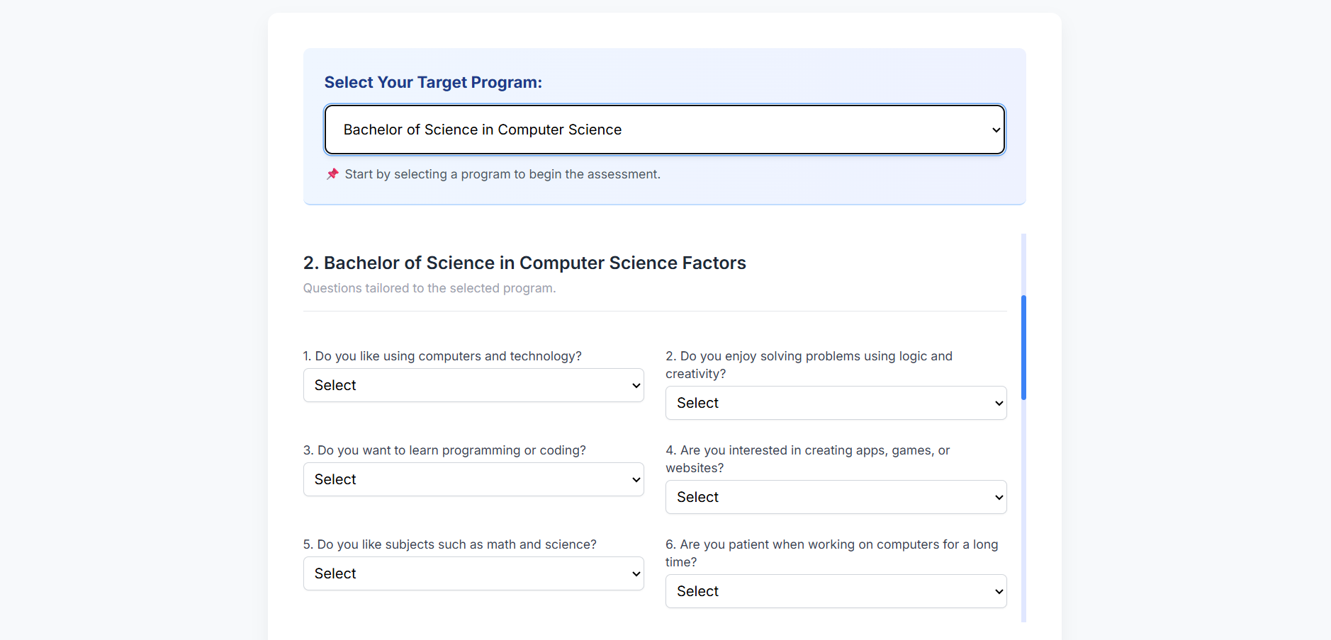 Assessment Form UI