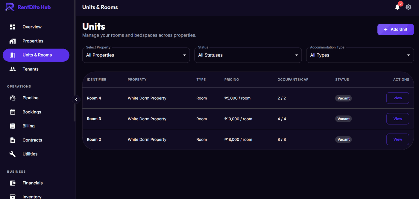 Landlord Dashboard