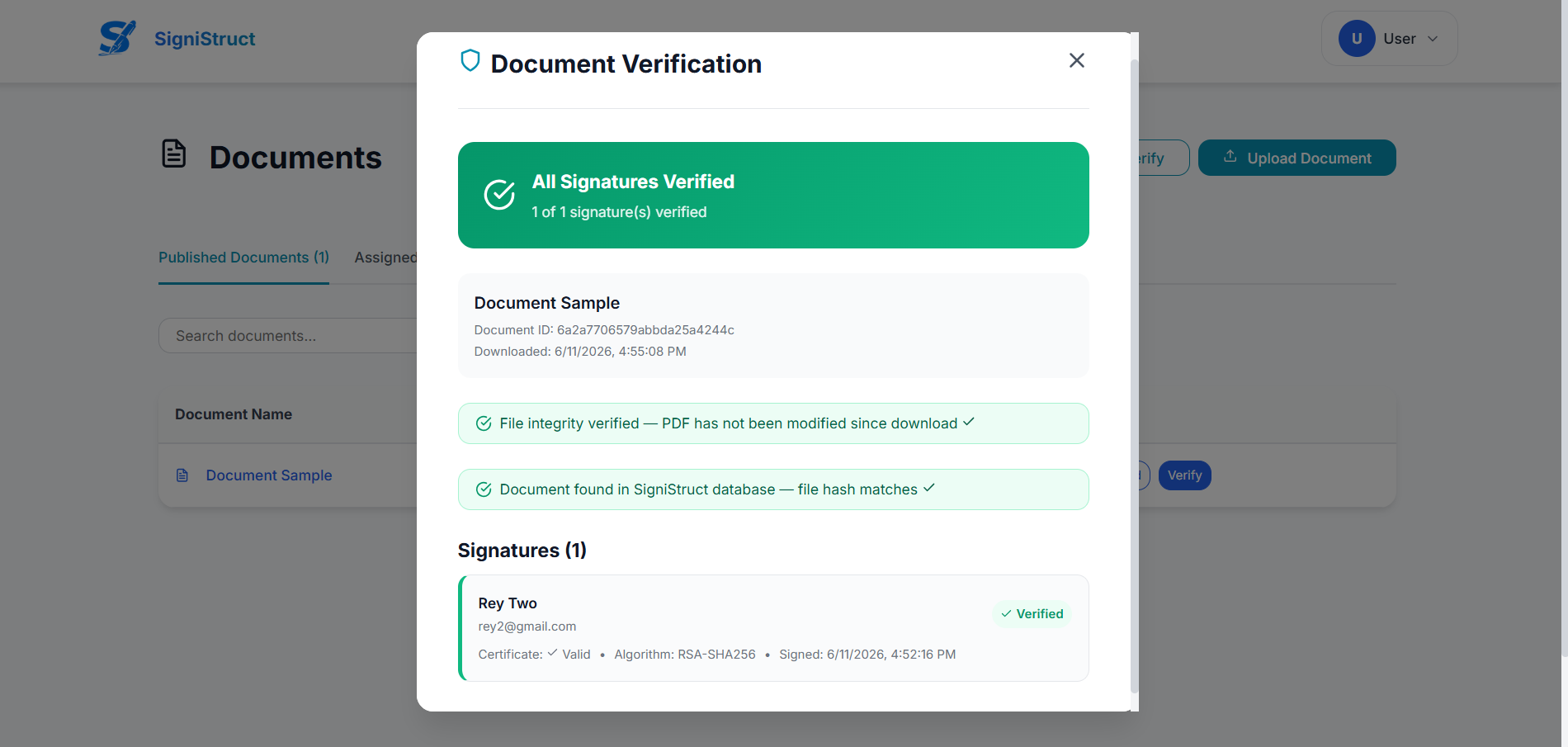 Certificate Verification Valid